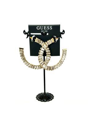 GUESS | Gold Baguette Oversized Hoop Glam Earrings | NWT $55
